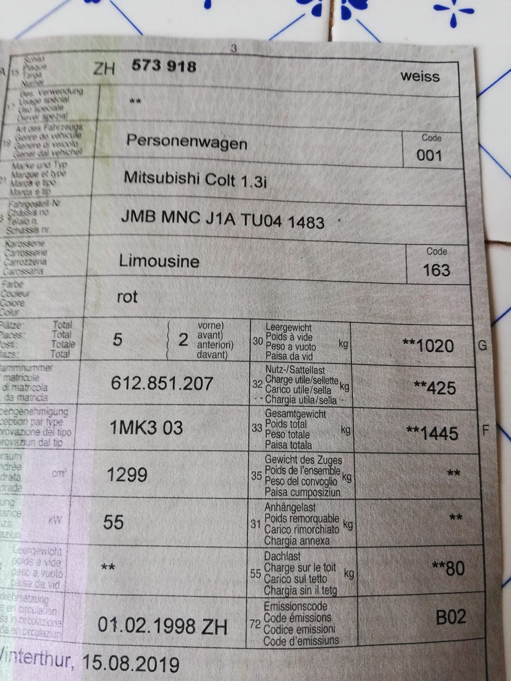 Mitsubishi Automobili: Mitsubishi Colt 1,3 GL – Usato da Winterthur venduto da pegatel 4