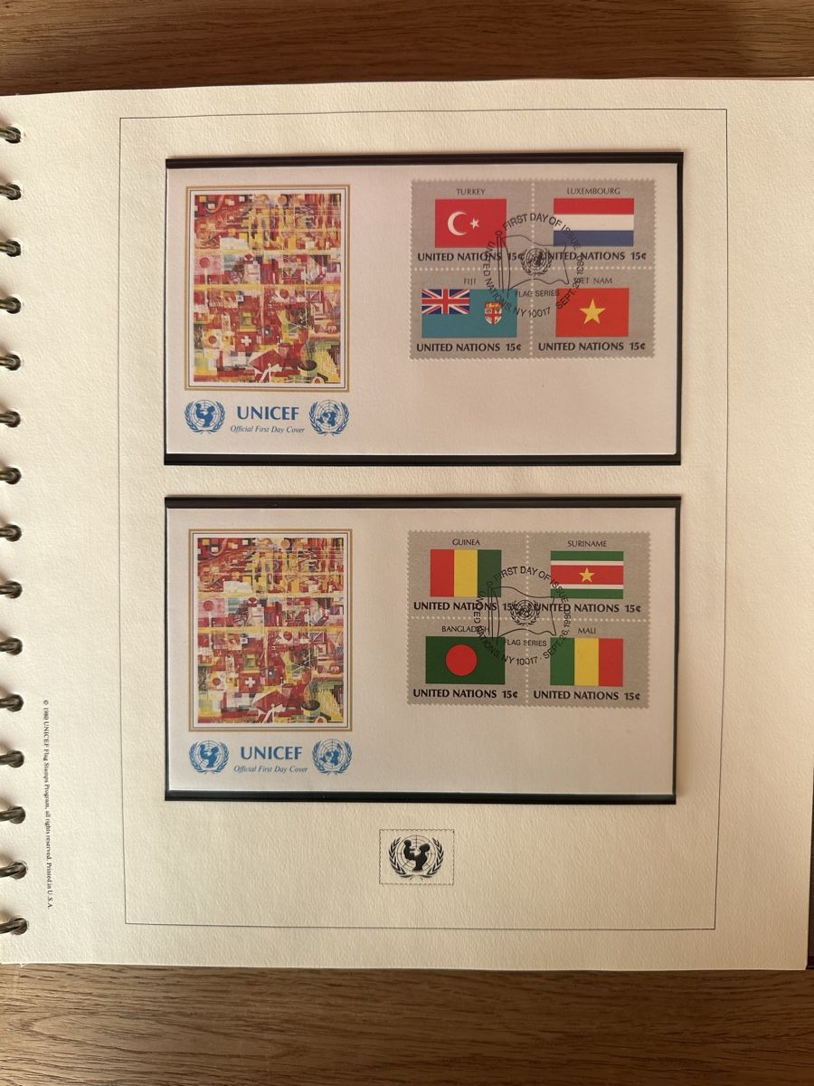 Alle Briefmarken: UNICEF Flaggenprogramm – komplett Kleinbogen und FDC – Gebraucht aus Schmitten / FR von Samsara169 2