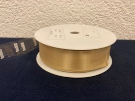 Satin - Band verdrahtet, 25 mm breit,  20 Meter, gold