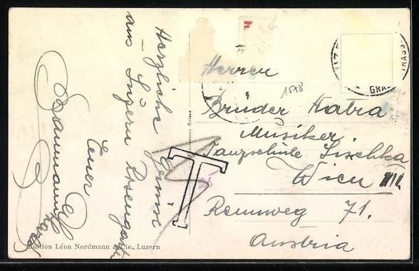 Cartes postales: AK Luzern, Brücke mit Passanten – D'occasion à Berlin par bartko-reher 1