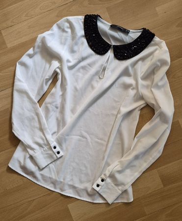 Hallhuber Damen Bluse weiss mit Kragen Grösse 36
