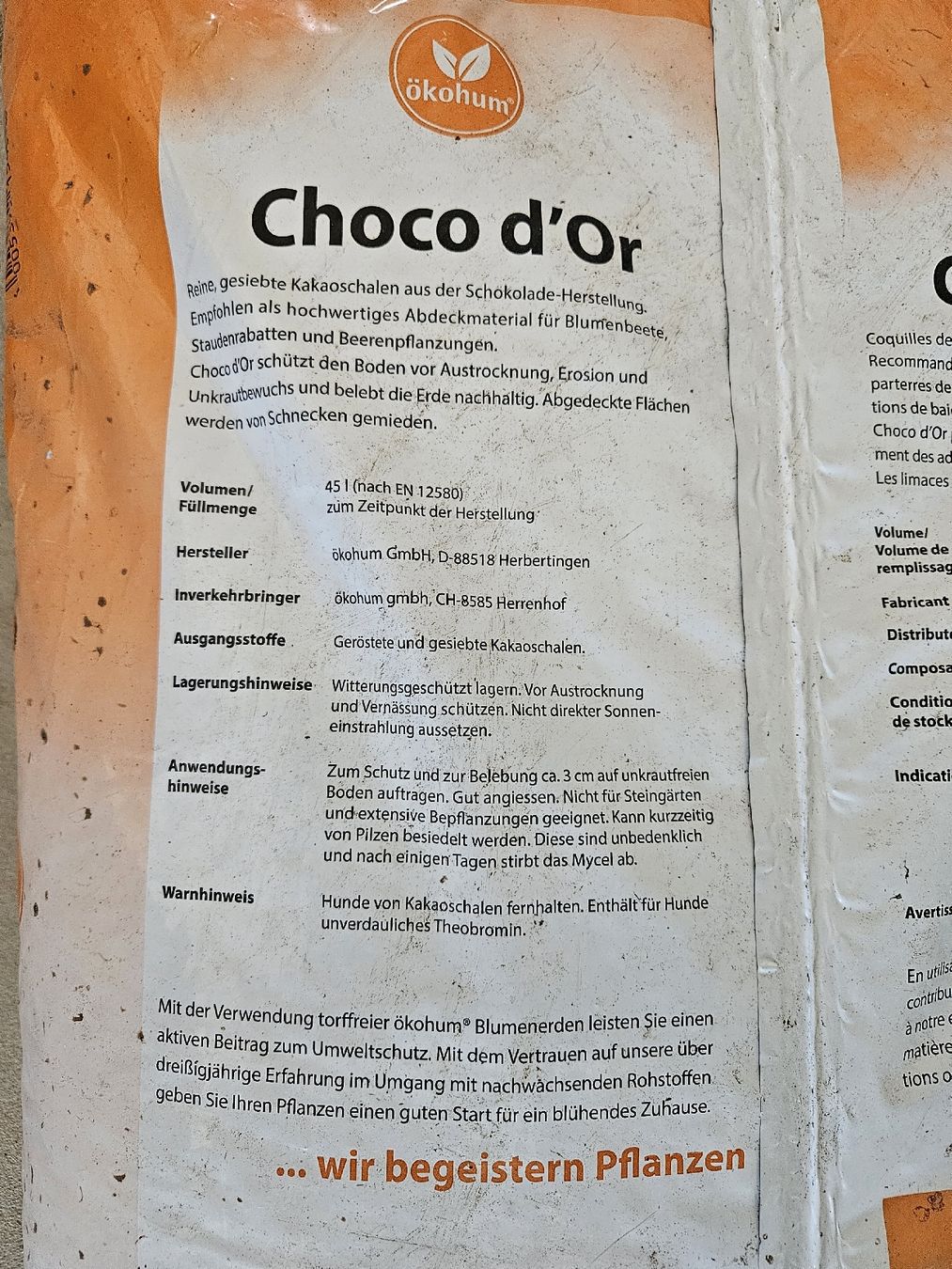 Canestri da basket: Choco d'Or - Mulch, Kakaoschalen – Nuovo e nell'imballaggio originale da Bichelsee venduto da Surli1 2