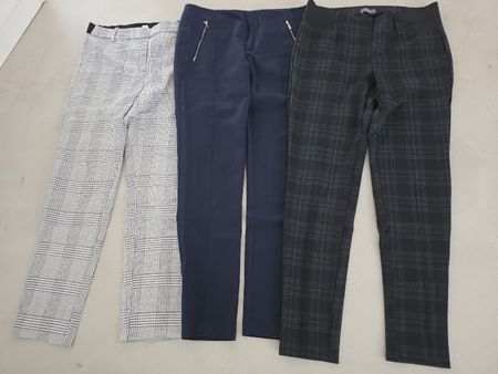 Damen Hosen 3er Set Karomuster und uni Grösse M 