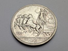 🇮🇹 Italien 2 Lire 1914 R KM#55 Silber .835 10.00g  vz+