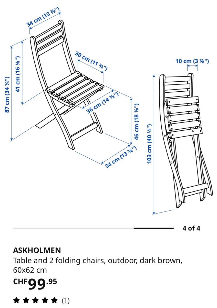 Ikea Set de table et chaises: Gartentisch set (klappbar)  – Neuf (Voir description) à Zürich par esz_r67s 3