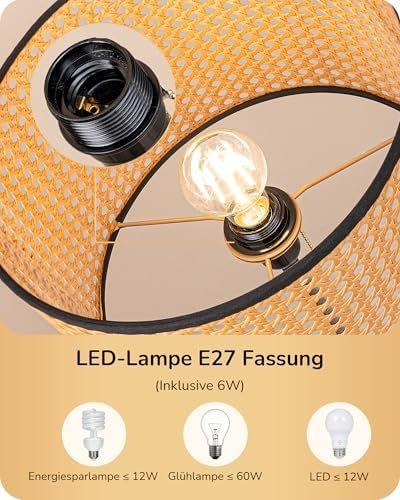 Lampen: Stehlampe Schwarz Rattan Lampenschirm E27 – Neu und originalverpackt aus Hundwil von Stallone5 4