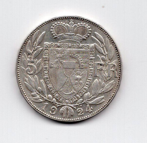 Tutti le monete: (1749) FL, 5 Franken 1924, fast stgl – Usato da Rüthi (Rheintal) venduto da erdnuessli1