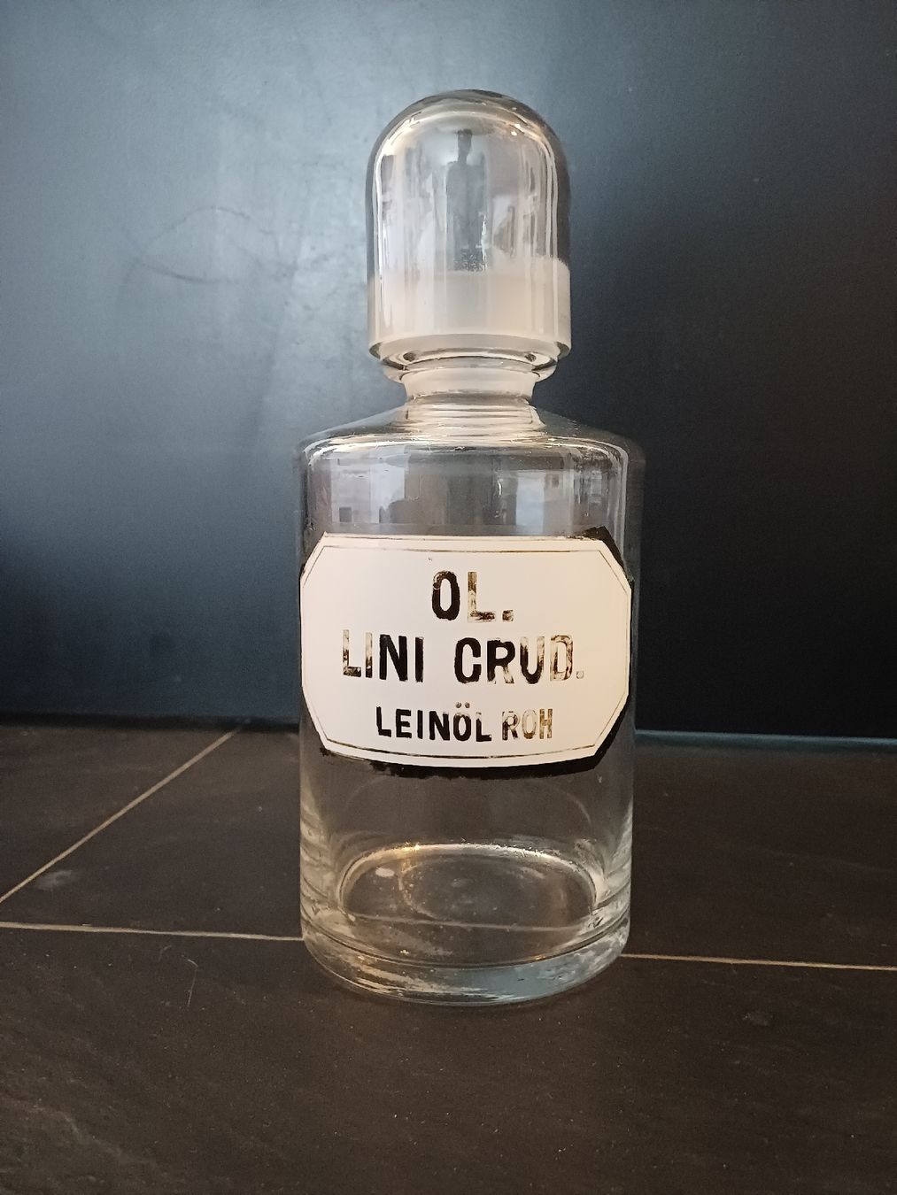 Accessori da laboratorio: Alte Apothekerflasche, Leinöl roh – Usato da Niederuzwil venduto da wolkenlos80