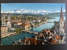 Ansichtskarte Zürich und die Alpen gelaufen 1962