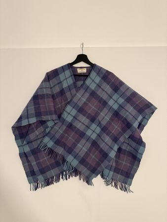 Poncho écossais laine vierge multicolore  - Vintage