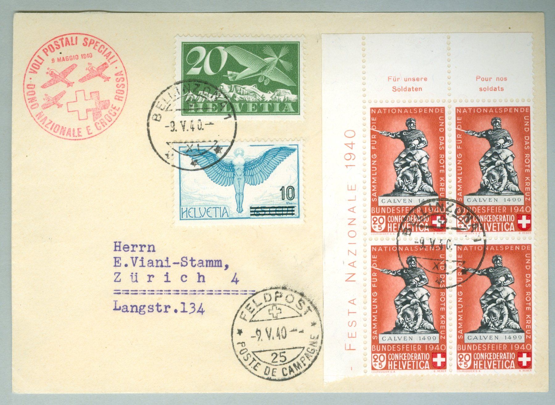 Tutti i francobolli: 1940 Schweiz Flugpost SF – Usato da Zürich venduto da yago-rot