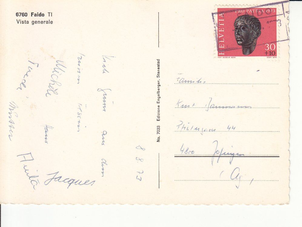 Cartoline postali: Faido 1973 – Usato da Bürglen TG venduto da StampGraf 1