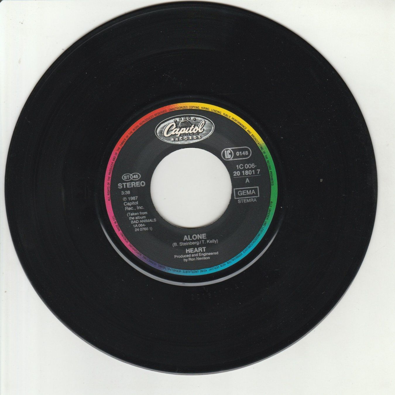 Schallplatten: Heart - Alone 7" Vinyl 1987 – Gebraucht aus Tübach von JamesStone 2