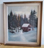Gemälde "Winterlandschaft mit Hütte" signiert Oerner 55