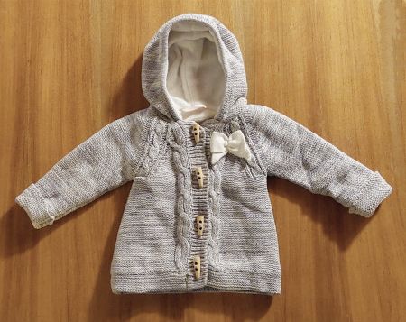 STRICKJACKE | SMILE | Grösse 74 | Gefüttert mit Kapuze, Grau