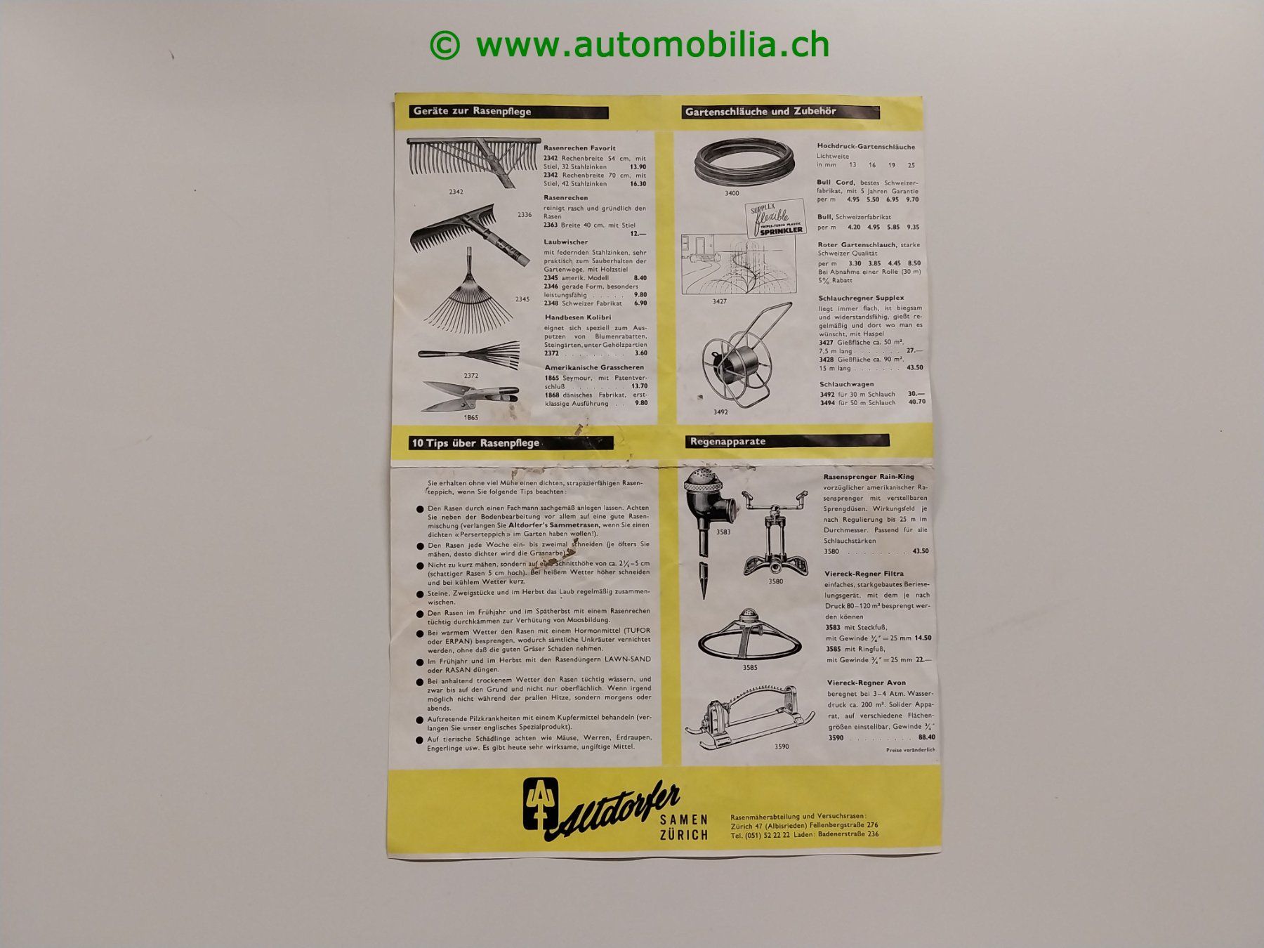 Documenti: Altdorfer Rasenmäher Prospekt deutsch – Usato da Weingarten-Kalth venduto da Bettelbruenneli 1