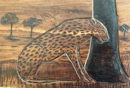 Décoration murale 60 cm. Bois sculpté Afrique savanna 1991
