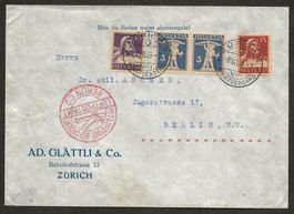 Flugpost Schweiz 1933 Zürich Berlin Luftpost