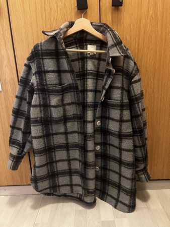 H&M Jacke Holzfäller Bluse, Grau Mintgrün Kariert, Gr. S,