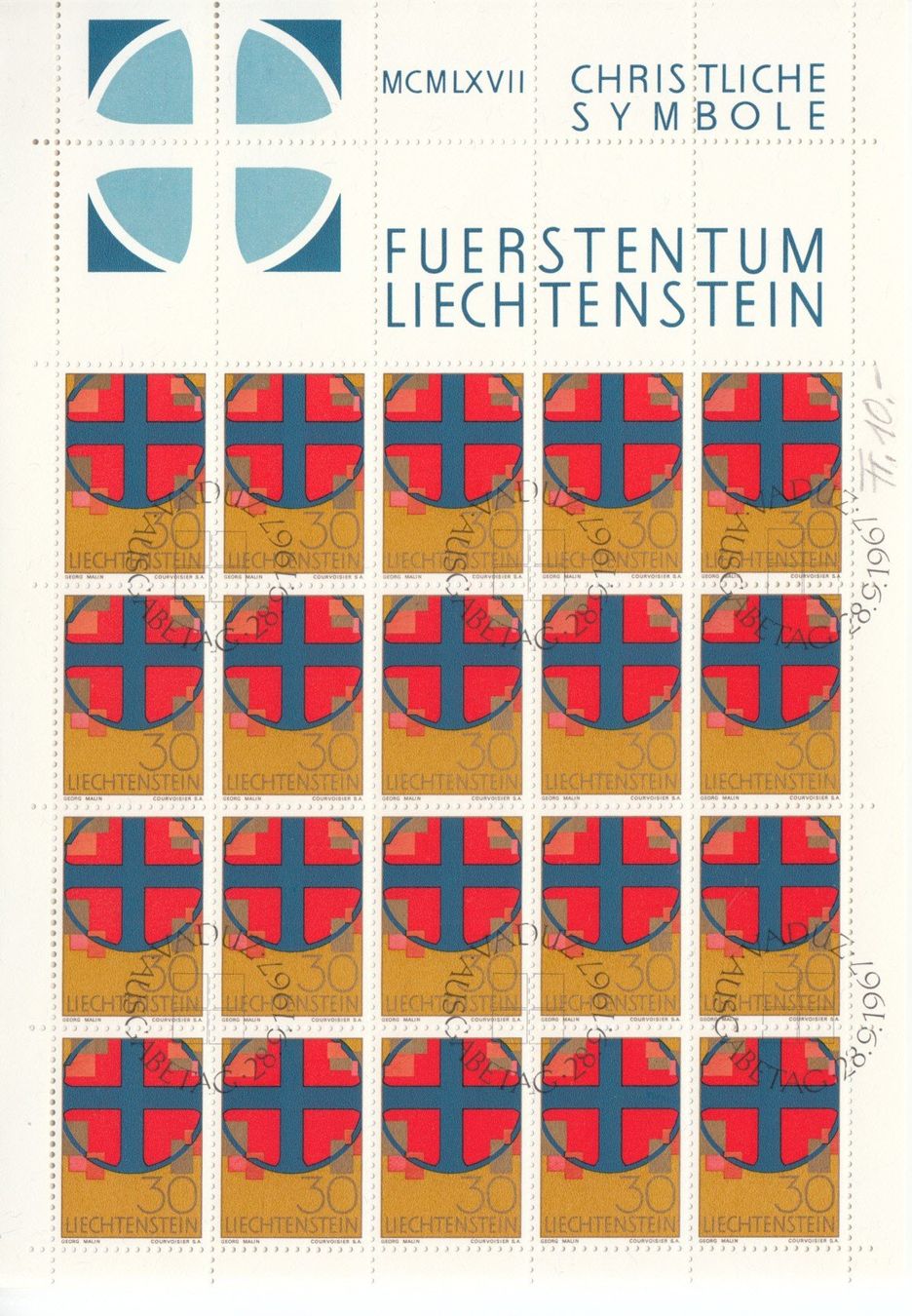 Tutti i francobolli: LBK 416 - 418 Bogen mit ET – Usato da Bürglen TG venduto da StampGraf 2