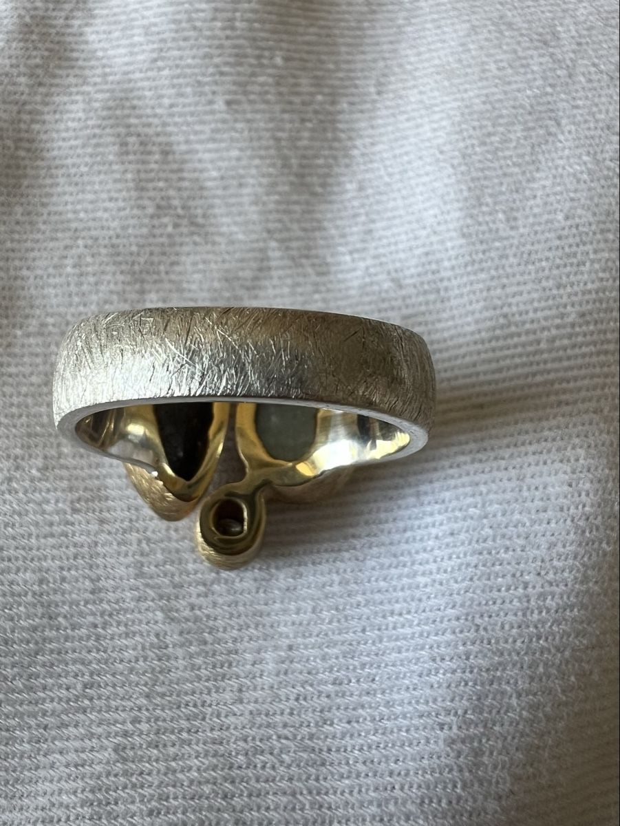 Anelli: 925 Silberring mit Aquamarin, Opal & Diamant | Handarbeit – Usato da Bolligen venduto da Solina12 5