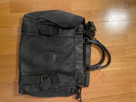 Schwarze Vintage Ledertasche - Herbst Schnäppchen!