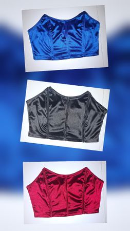 Lot de 3 bustiers, bleu, noir et rouge, taille L, neuf