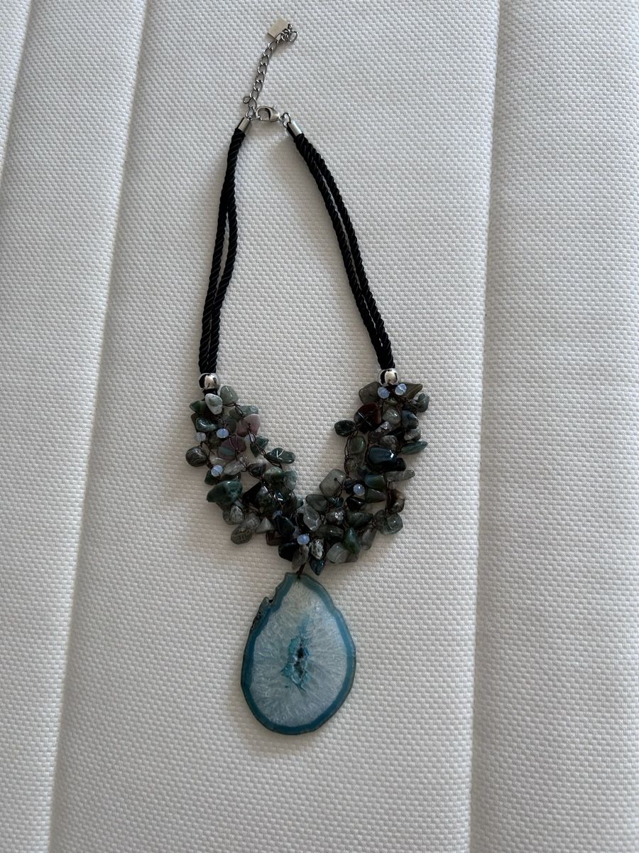 Catenine: Blue Agate Slice & Stone Necklace – Nuovo (secondo la descrizione) da Biel/Bienne venduto da zit_v5yc 1