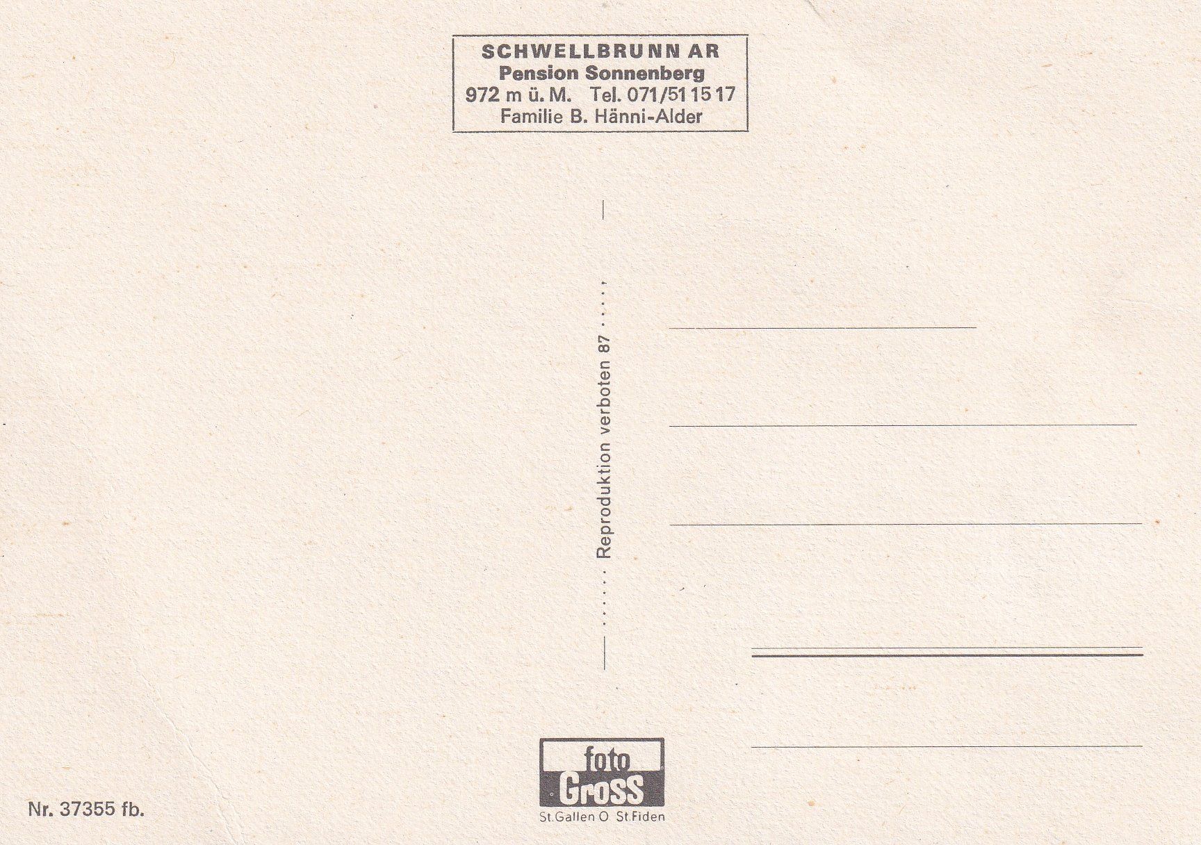 Cartoline postali: Schwellbrunn - Pension Sonnenberg /ay – Usato da Hombrechtikon venduto da Rudolf07 1