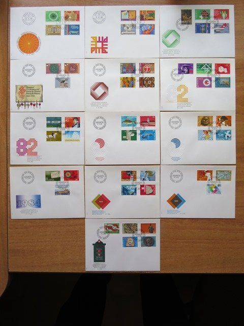 Tutti i francobolli: 13 FDC Frei-/Werbemarken 1980-1986 – Usato da Brunnen venduto da Kumari