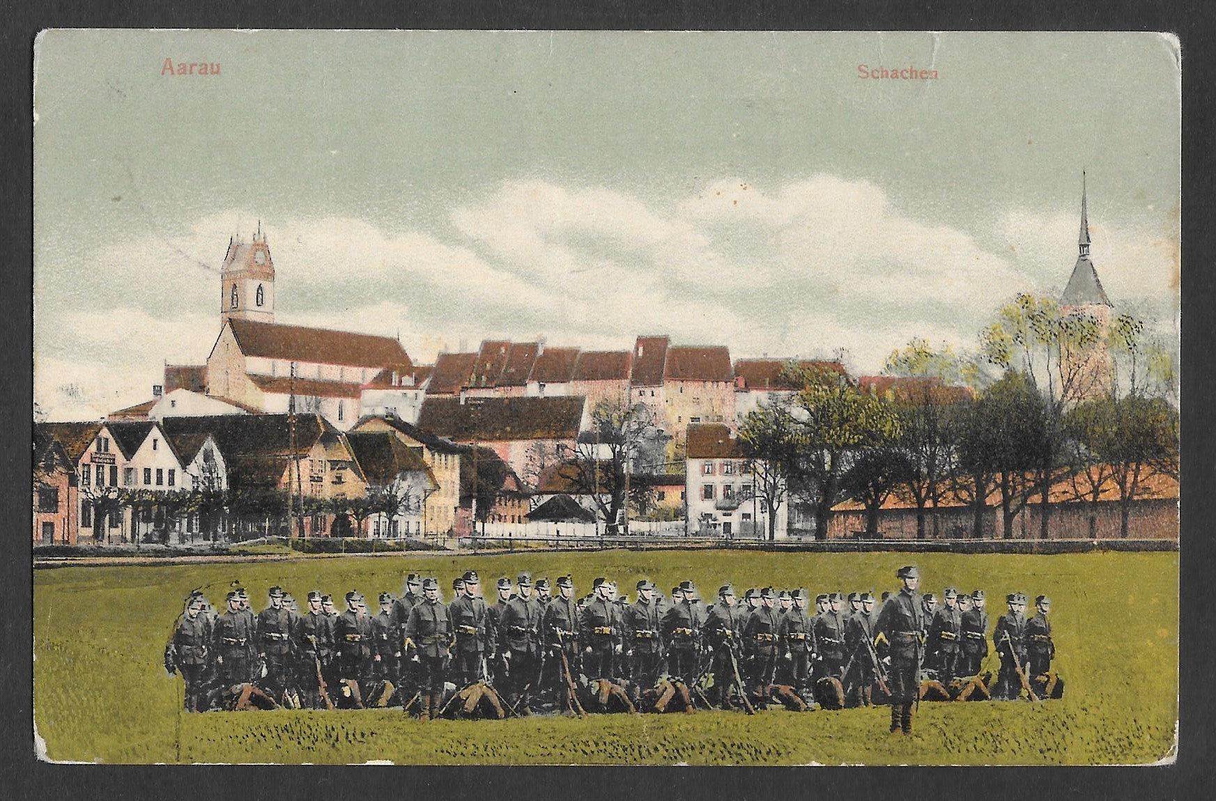 Cartoline postali: Aarau Schachen mit Militär Feldpoststempel – Usato da Olten venduto da clotaldi