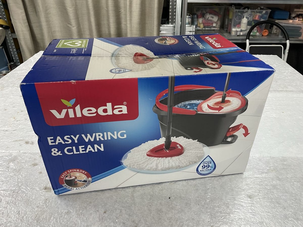 Wischmopp Selbstreinigend Vileda Spin & Clean Komplett-Set  Bodenwischer  Mit Manueller Auswringer, Eimer Mit Waschwalze & Mikrofaserbezug