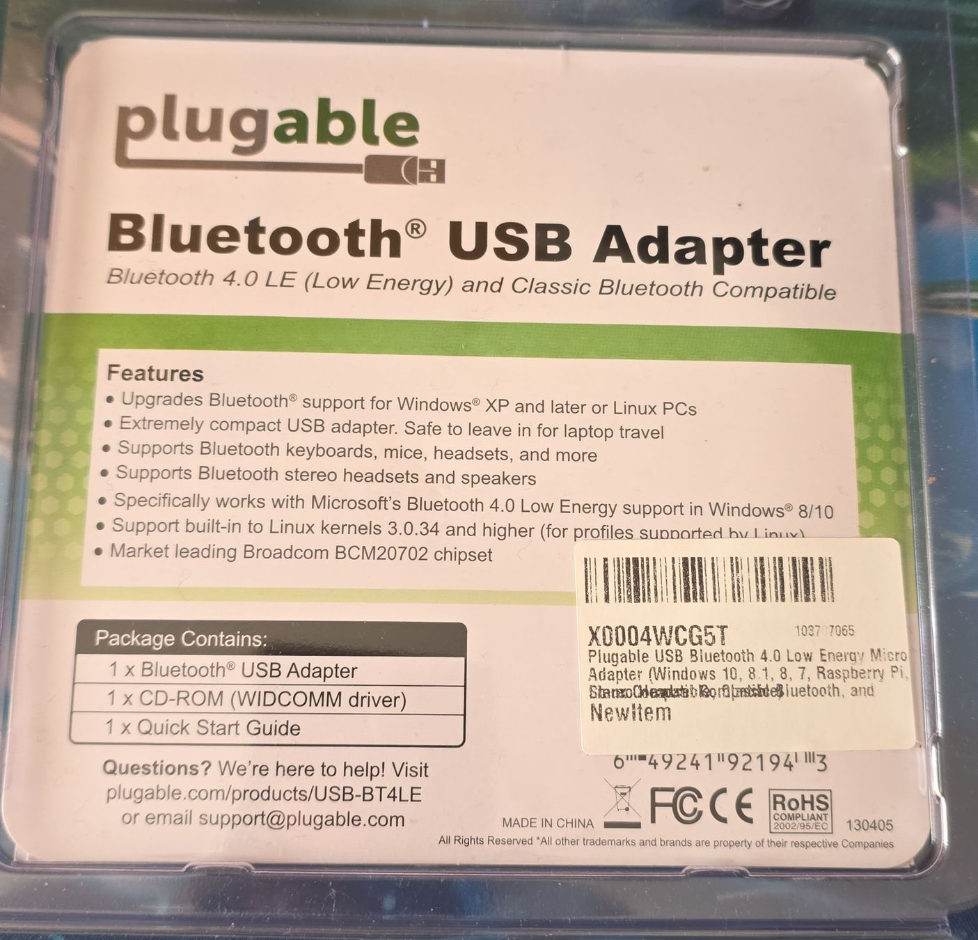 Laufwerke & Adapter: Plugable Bluetooth USB Adapter 4.0 LE kompakt – Neu und originalverpackt aus Basel von Speedyspeed 1