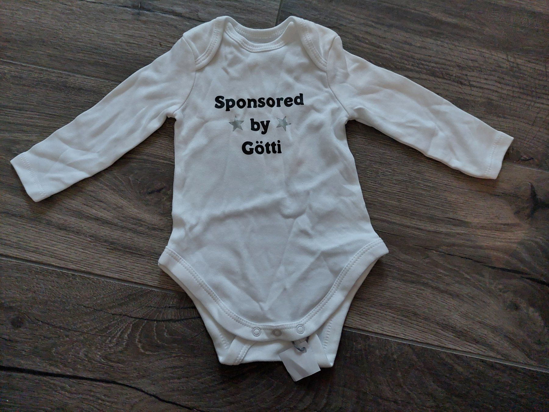 Biancheria intima: NEU Body Gr.62/68 "Sponsored by Götti" – Nuovo e nell'imballaggio originale da Willisau venduto da dam_fpn5