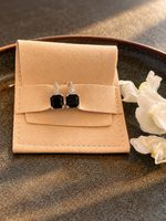 Boucles d'oreilles argent 925 et zircons noirs
