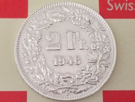 2 Franken 1946 vz+, nur 1,629 Mio!