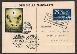 1927 : Offizielle Flugpostkarte mit Vignette