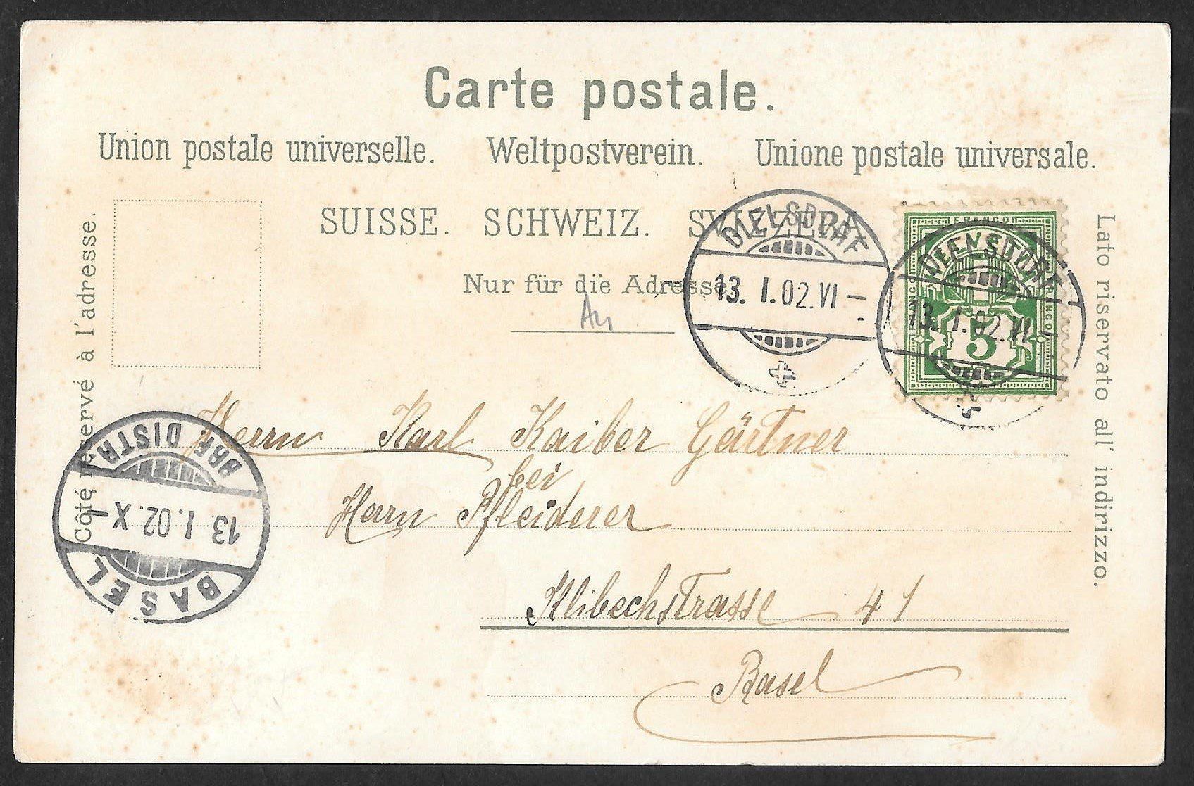 Ansichtskarten: Birmensdorf farbige Lithografie 2 Bilder – Gebraucht aus Olten von clotaldi 1