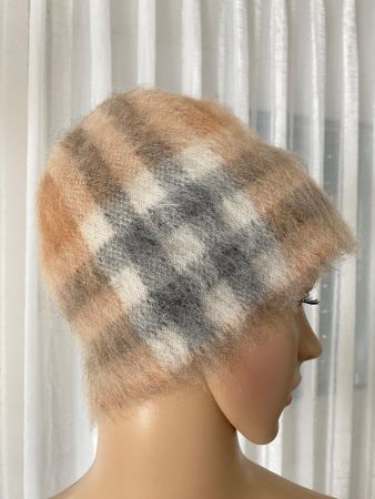 BURBERRY Mütze Mohair Seide Giant Check Beige