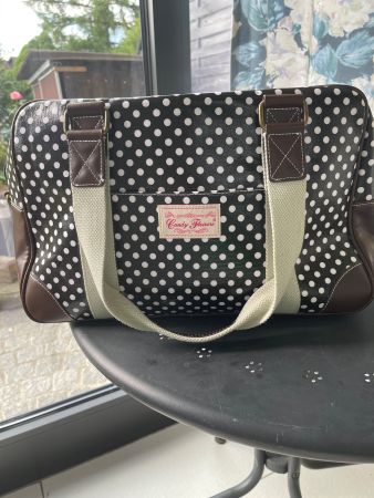 Tasche Candy Flowers Punkte BraunWeiss Kunstleder 40cm