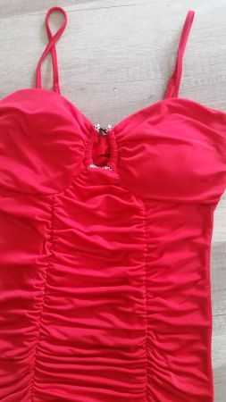 Rotes Sommertop mit Strass - Gr. L