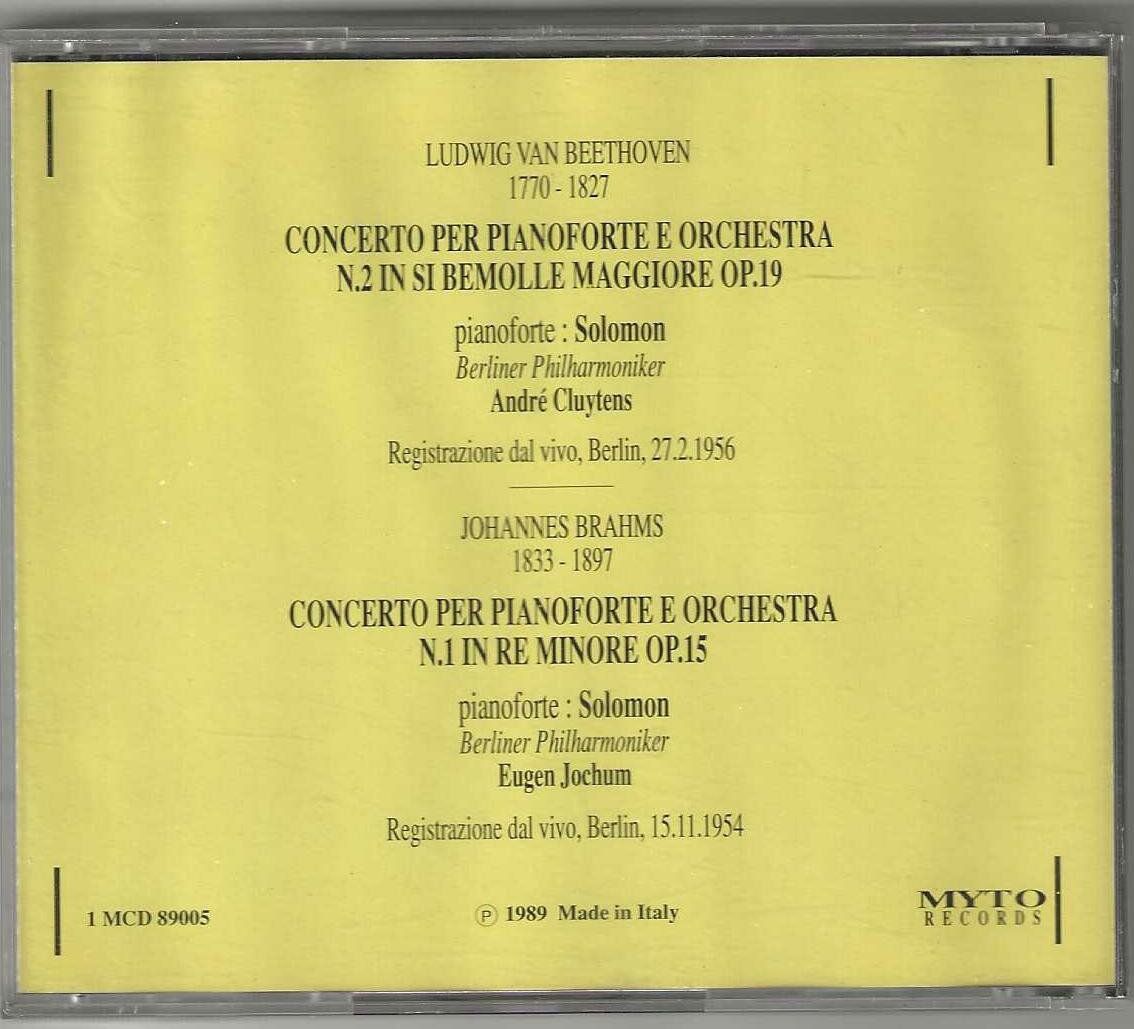 CD: Solomon ‎– Beethoven - Brahms – Usato da Genève venduto da CDLPBookS 1