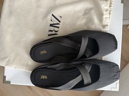 Zara Pantolletten schwarz/satin
