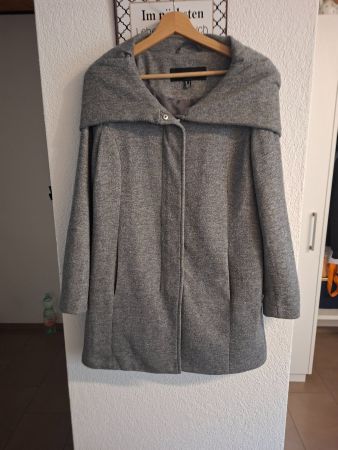 Damen Kurzmantel grau mit Kaputze Gr. M