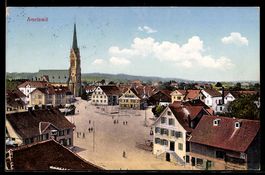 AK Amriswil, Teilansicht mit Kirche und Gasthaus zum Ochsen