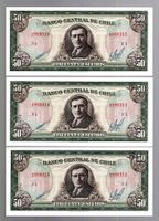 Chile noten 3 stück serie consecutive UNC