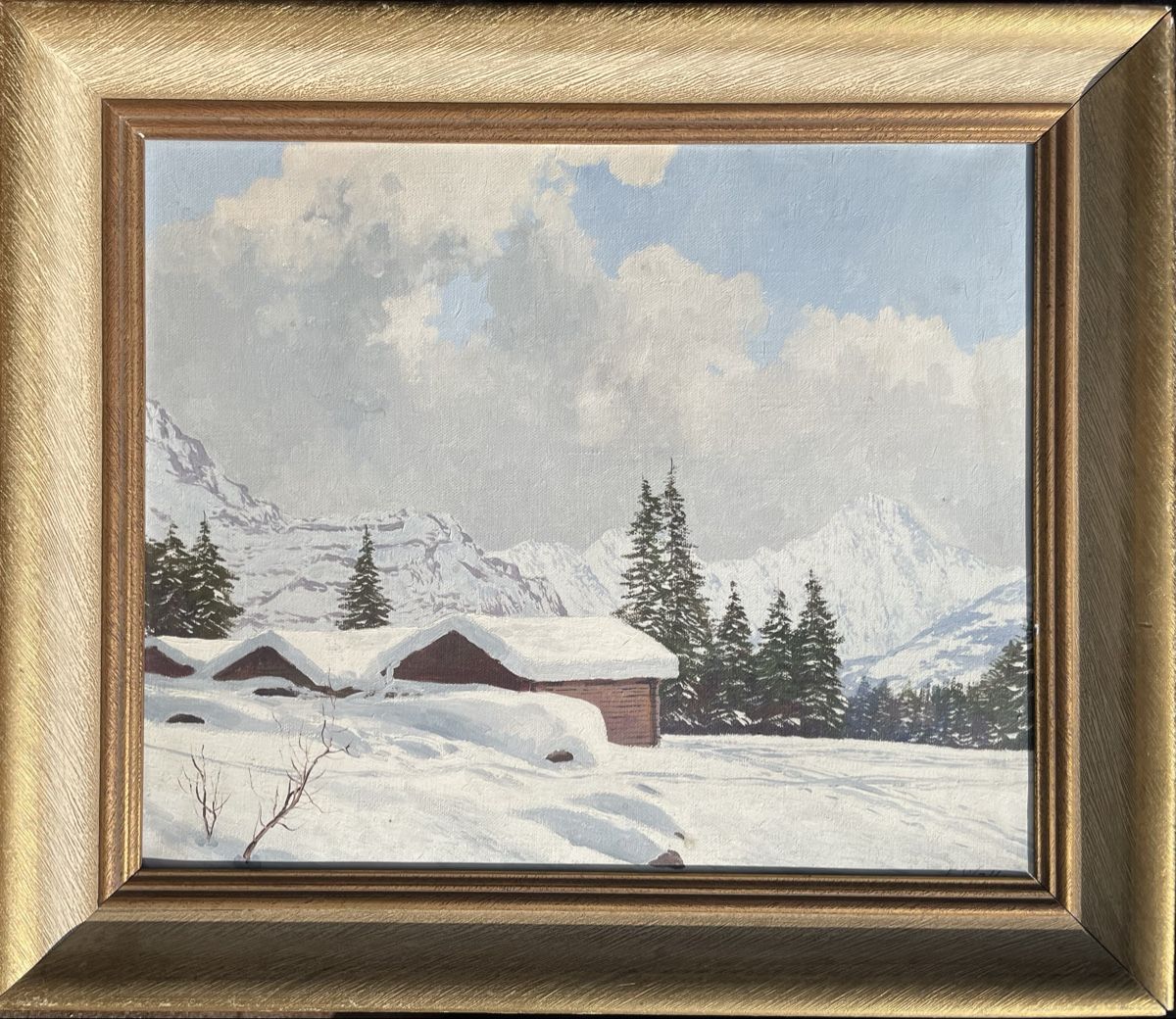 Dipinti: F. Waller huile Wengen Breithorn – Usato da Biel/Bienne venduto da Galaq 1