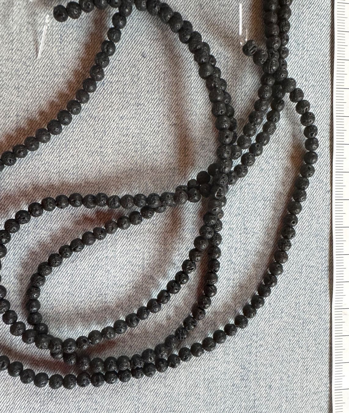 Catenine: 3 x Vulkan Stein  Lava  Strang   5mm    TOP nature – Nuovo e nell'imballaggio originale da Leuggern venduto da gemshow 4