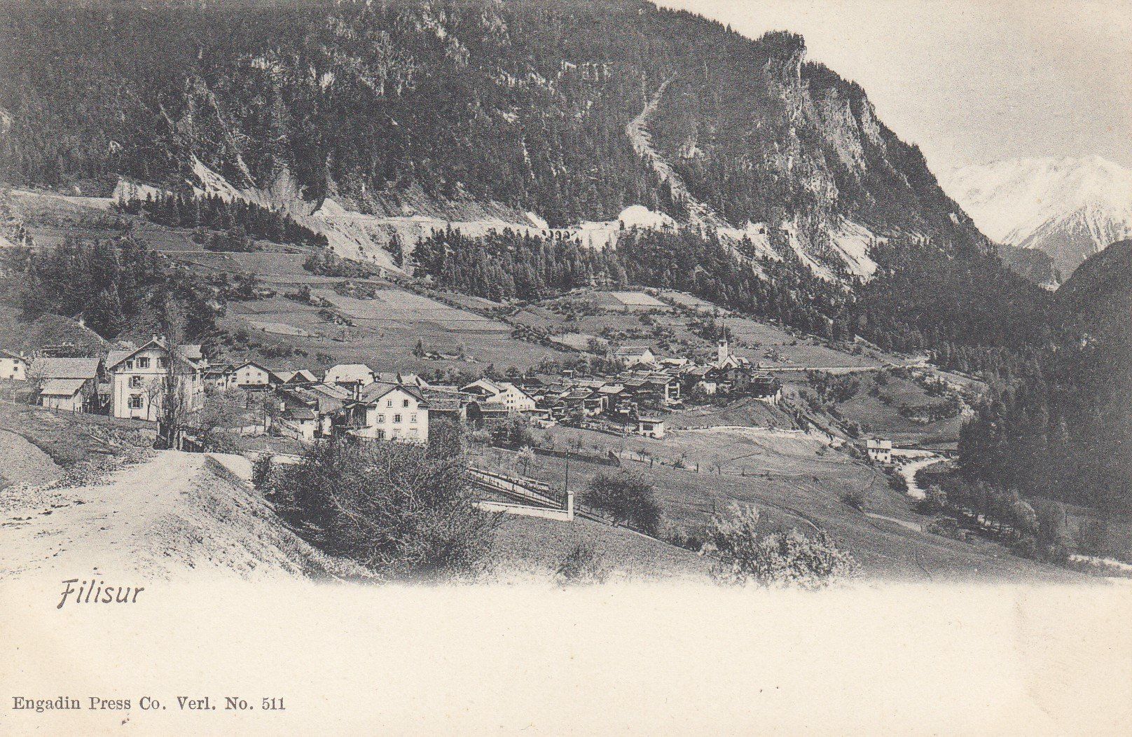 Cartoline postali: Filisur  GR  -     Dorfansicht     ca. 1900 – Usato da Brig venduto da Valcards54