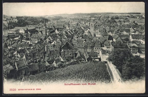 Cartoline postali: AK Schaffhausen, Teilansicht vom Munot – Usato da Berlin venduto da bartko-reher